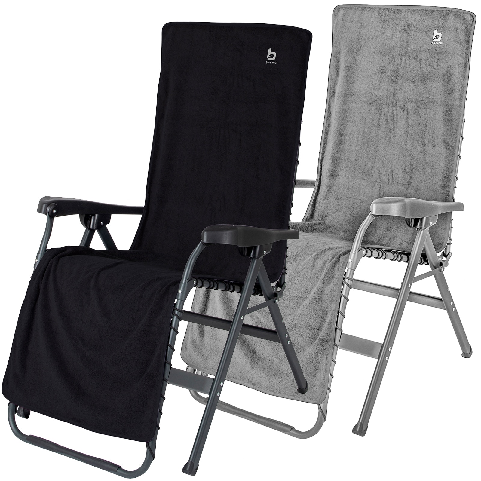 BO-CAMP Frottee Sitz Auflage Hochlehner Kissen Bezug Garten Camping Klapp Stuhl Farbe: anthrazit - Bild 1