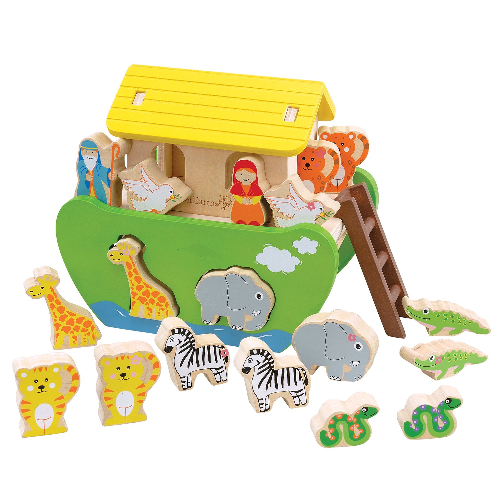 EVEREARTH Arche Noah Formen Sortier Spiel Motorik Spielzeug Steck Box FSC Holz - Bild 1