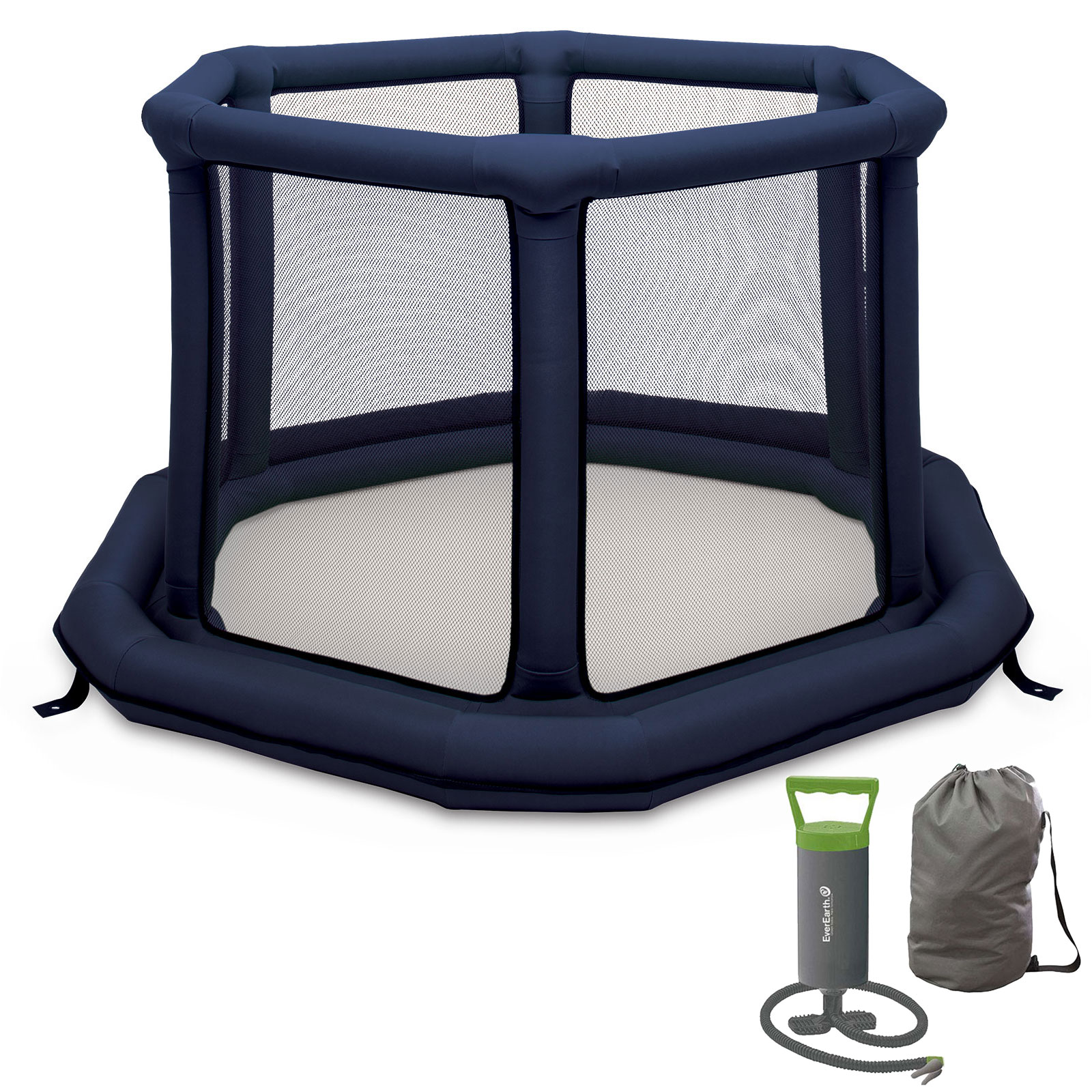 EVEREARTH Reise Baby Lauf Stall Aufblasbar 6-eckig Spiel Krabbel Gitter Faltbar - Bild 1