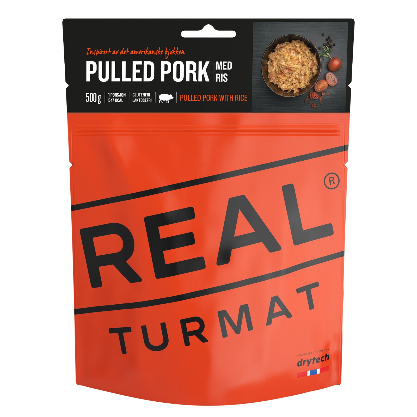 REAL TURMAT Pulled Pork mit Reis Trekking Mahlzeit Outdoor Essen Ration Nahrung - Bild 1