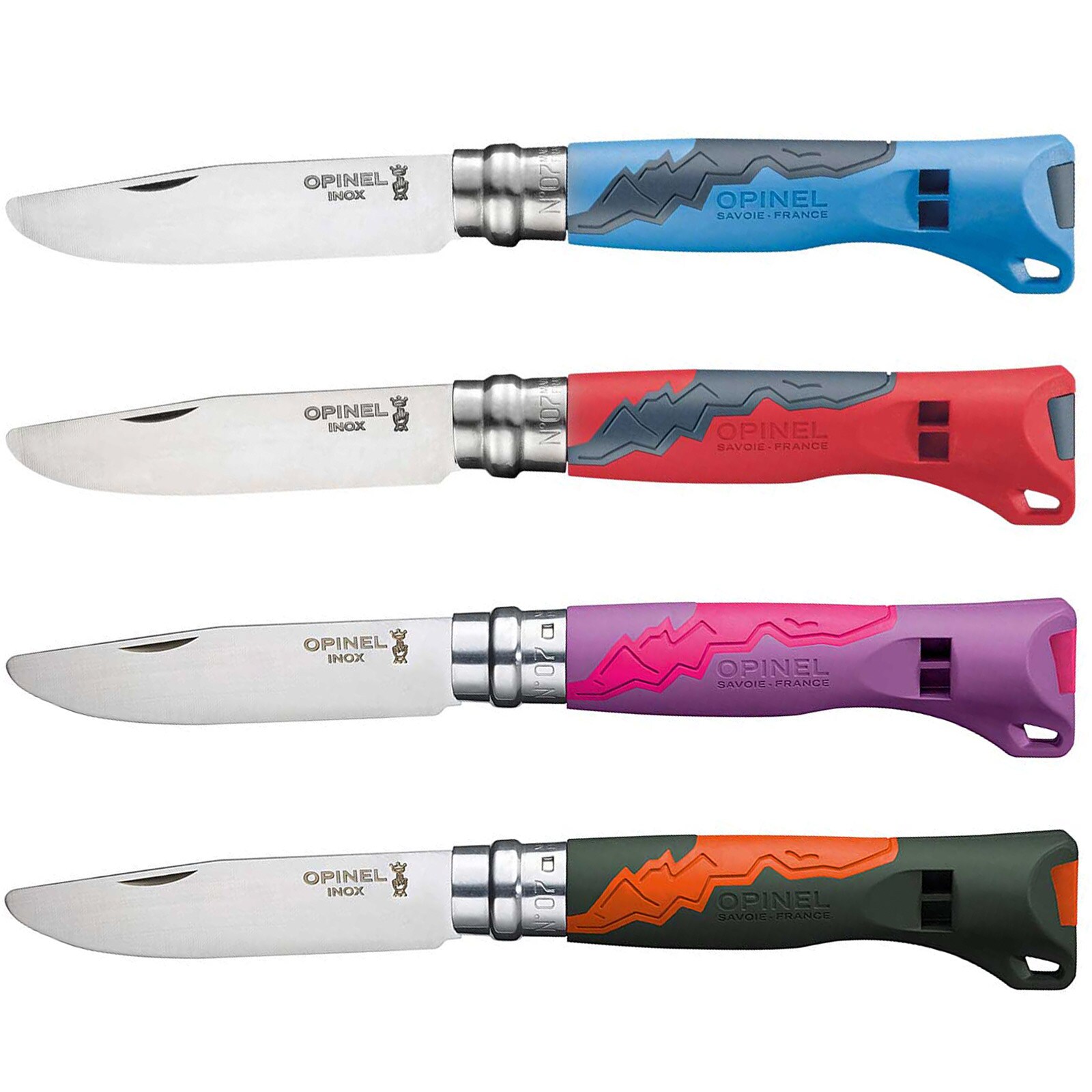 OPINEL Kinder Taschenmesser Outdoor Schnitz Klapp Messer Rund Signalpfeife Holz Farbe: violett - Bild 1