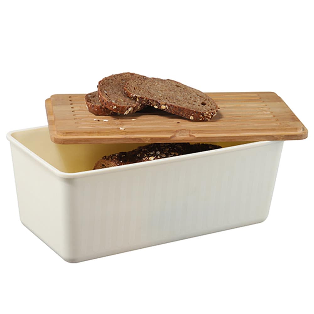 HI 2 in 1 Brot Kasten & Bambus Holz Brett Rechteckig Box Dose Beh&auml;lter 34x13,5cm - Bild 1