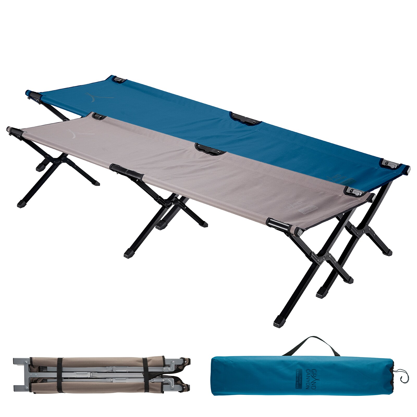 GRAND CANYON Alu Feldbett Topaz M/L Camping Liege G&auml;ste Klapp Bett Gro&szlig; 150 kg Modell: Medium - Falcon - Bild 1