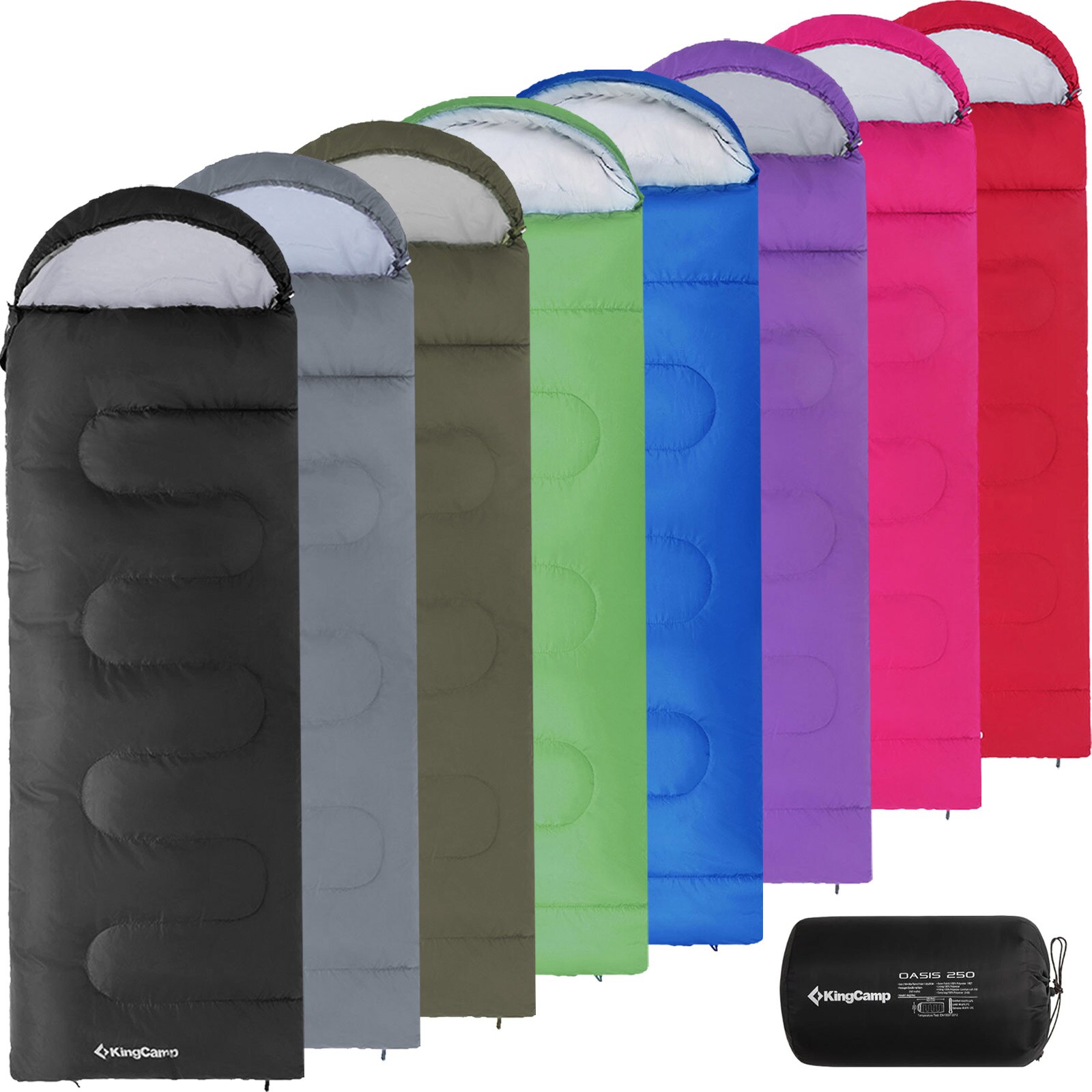 KINGCAMP Decken Schlafsack Oasis 250 Sommer Camping Outdoor 2,2m Lang&Breit -3°C Variante: Green – Zipper R | 04260607983298