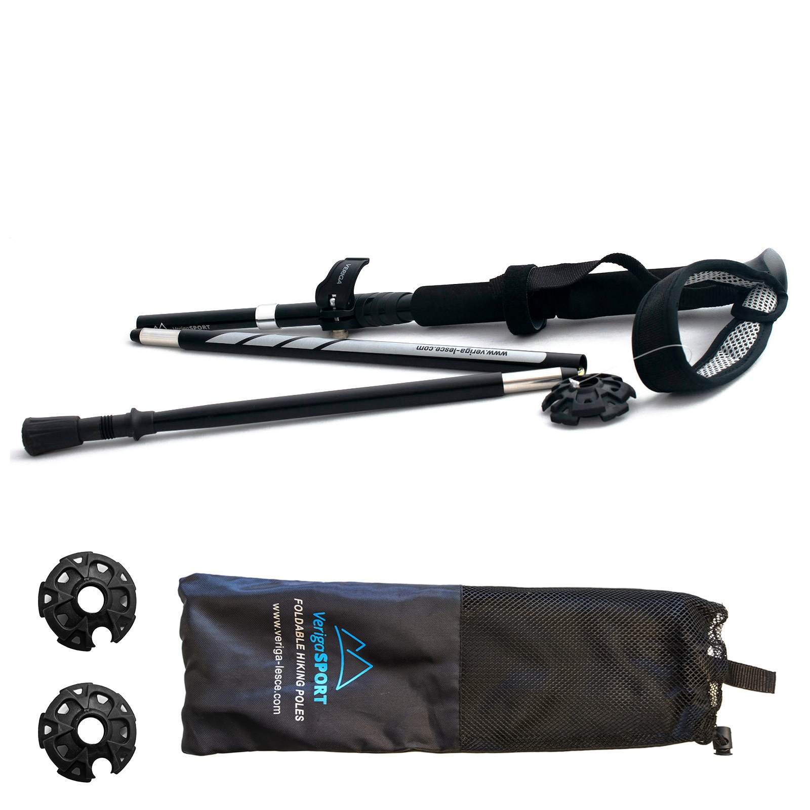 VERIGA Alu Nordic Walking St&ouml;cke Wanderst&ouml;cke Trekkingst&ouml;cke Faltbar 115 - 127cm - Bild 1