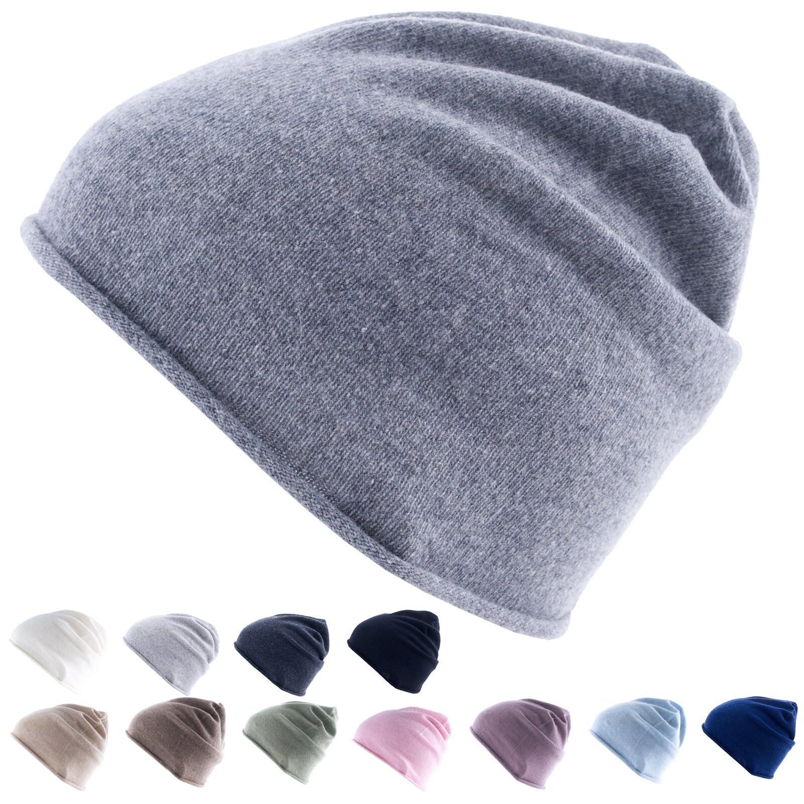 GOLDEN GOAT Strickm&uuml;tze Arley Beanie Unisex Winter M&uuml;tze 100% Kaschmir Wolle Farbe: dove grey - Bild 1