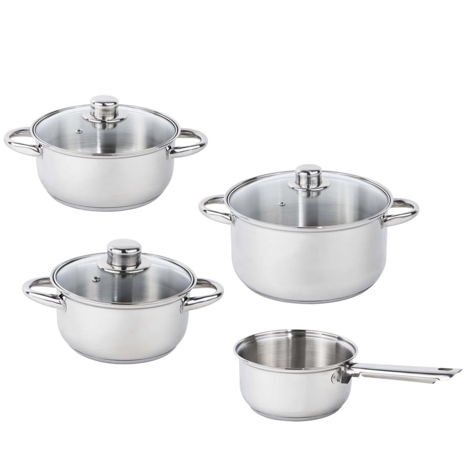 HI Kochtopf Set 7tlg. XL Glas Deckel Induktion Topf Kasserolle Griff Edelstahl - Bild 1