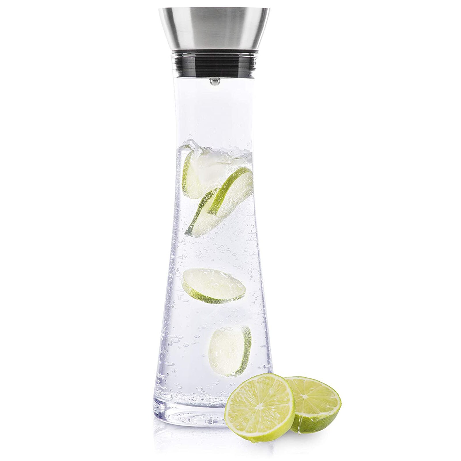 HI Glas Karaffe Wasser Fr&uuml;chte Sieb Kippdeckel Automatik Verschluss Edelstahl - Bild 1
