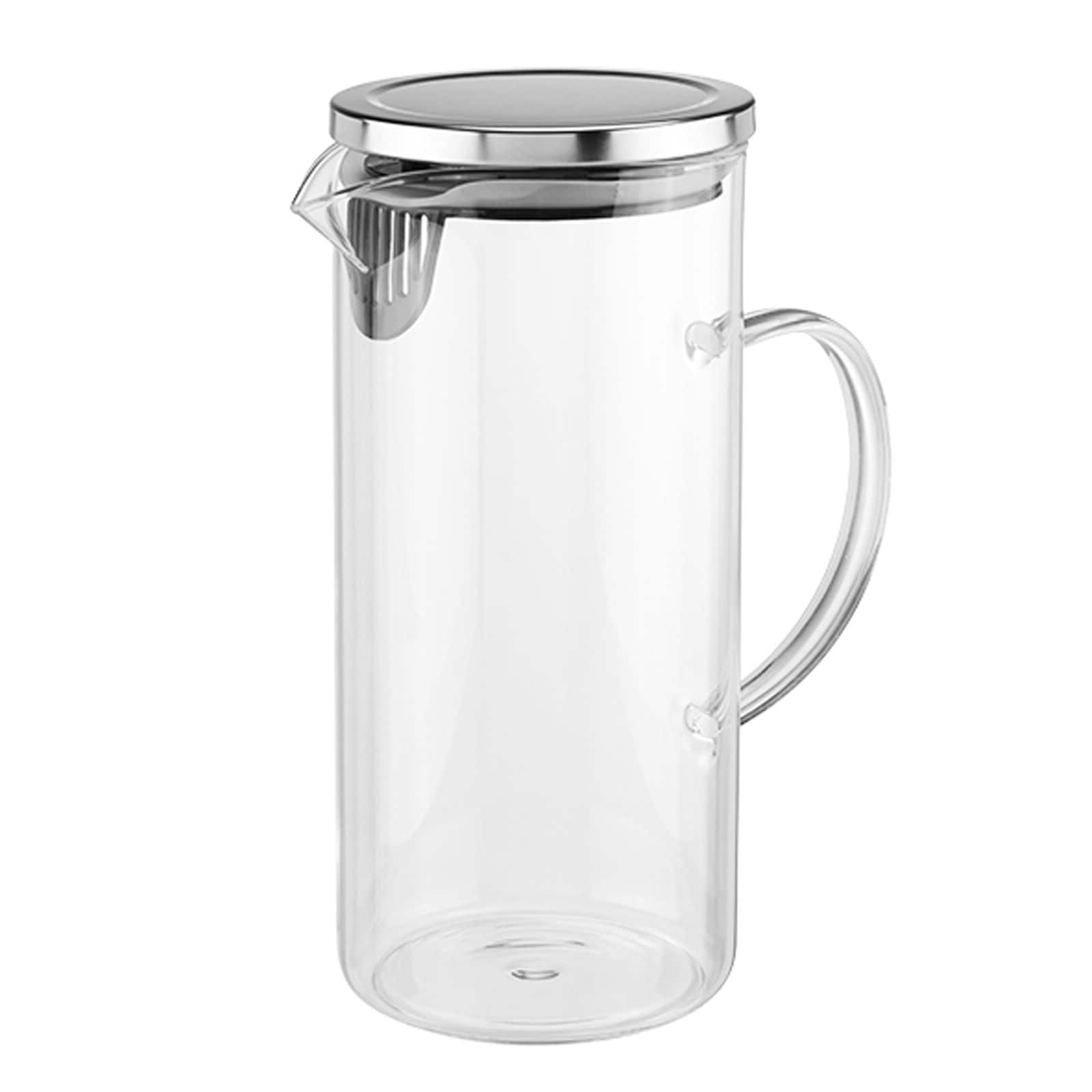 HI Glaskaraffe Wasser Karaffe Glas K&uuml;hlschrank Krug Saft Filter Griff Deckel - Bild 1