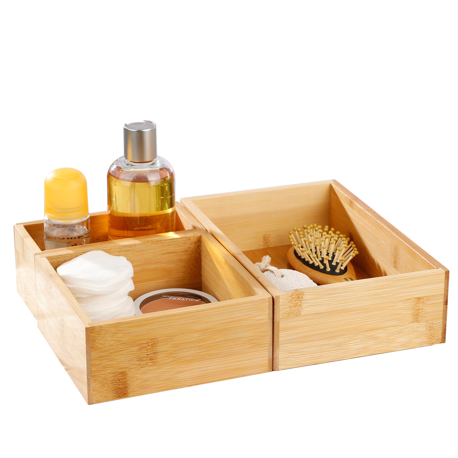 HI Set Ordnungsbox Aufbewahrungsbox Box Kiste Offen Bad Stapelbar Bambus Holz - Bild 1