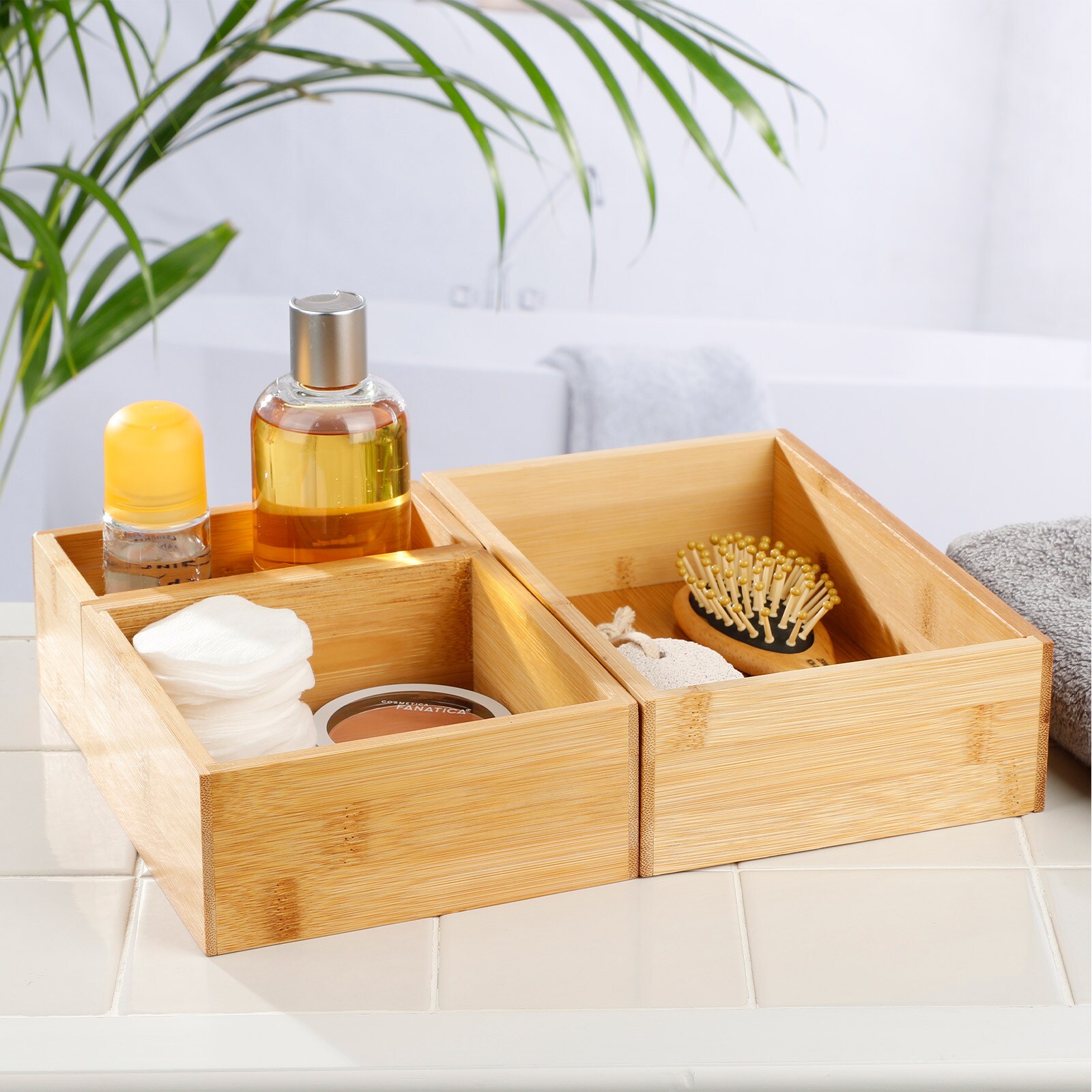 HI Set Ordnungsbox Aufbewahrungsbox Box Kiste Offen Bad Stapelbar Bambus  Holz online kaufen bei Netto