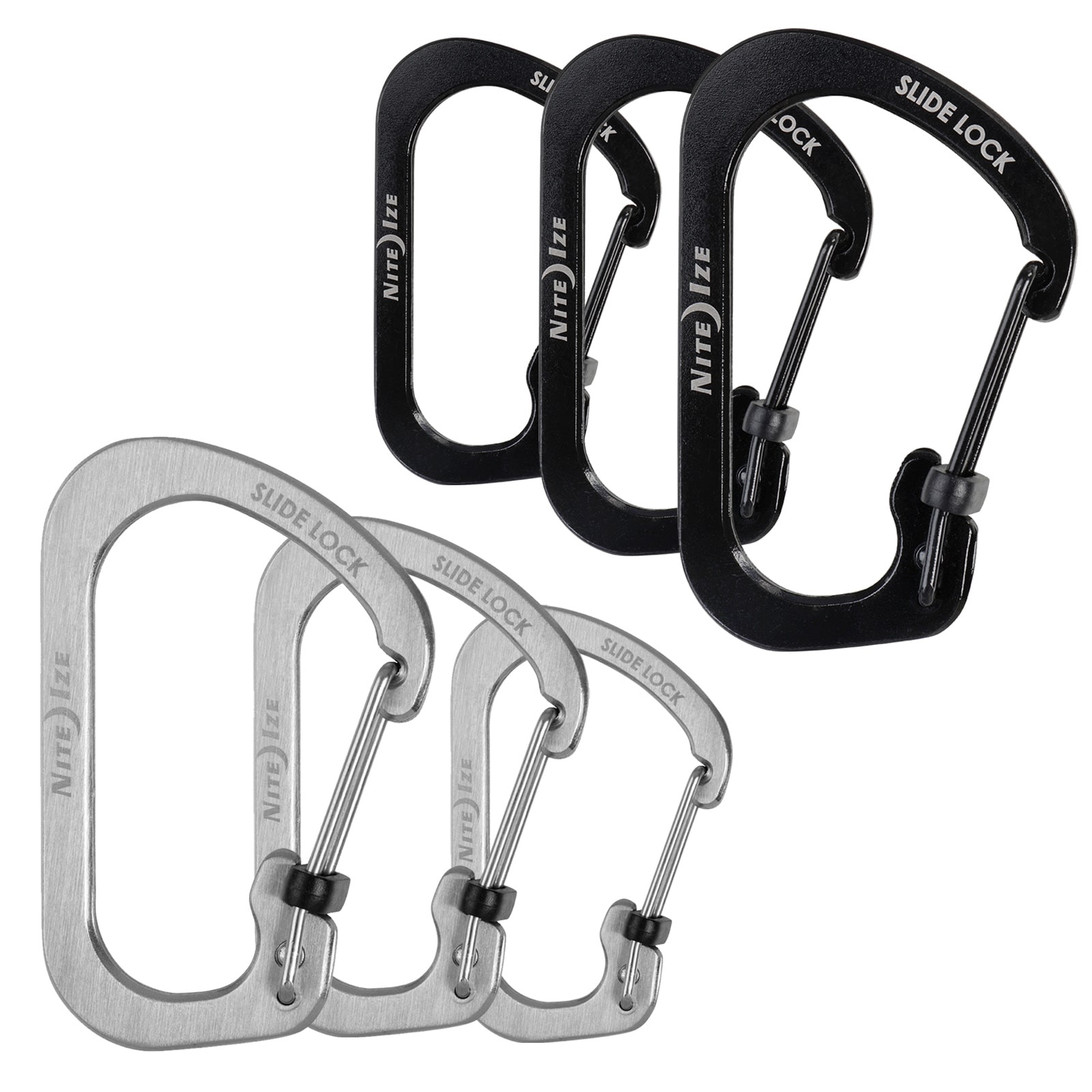 NITE IZE SlideLock Mini Karabiner Schl&uuml;sselanh&auml;nger Schnapp Haken Edelstahl Variante: Gr. 2 &ndash; Schwarz - Bild 1