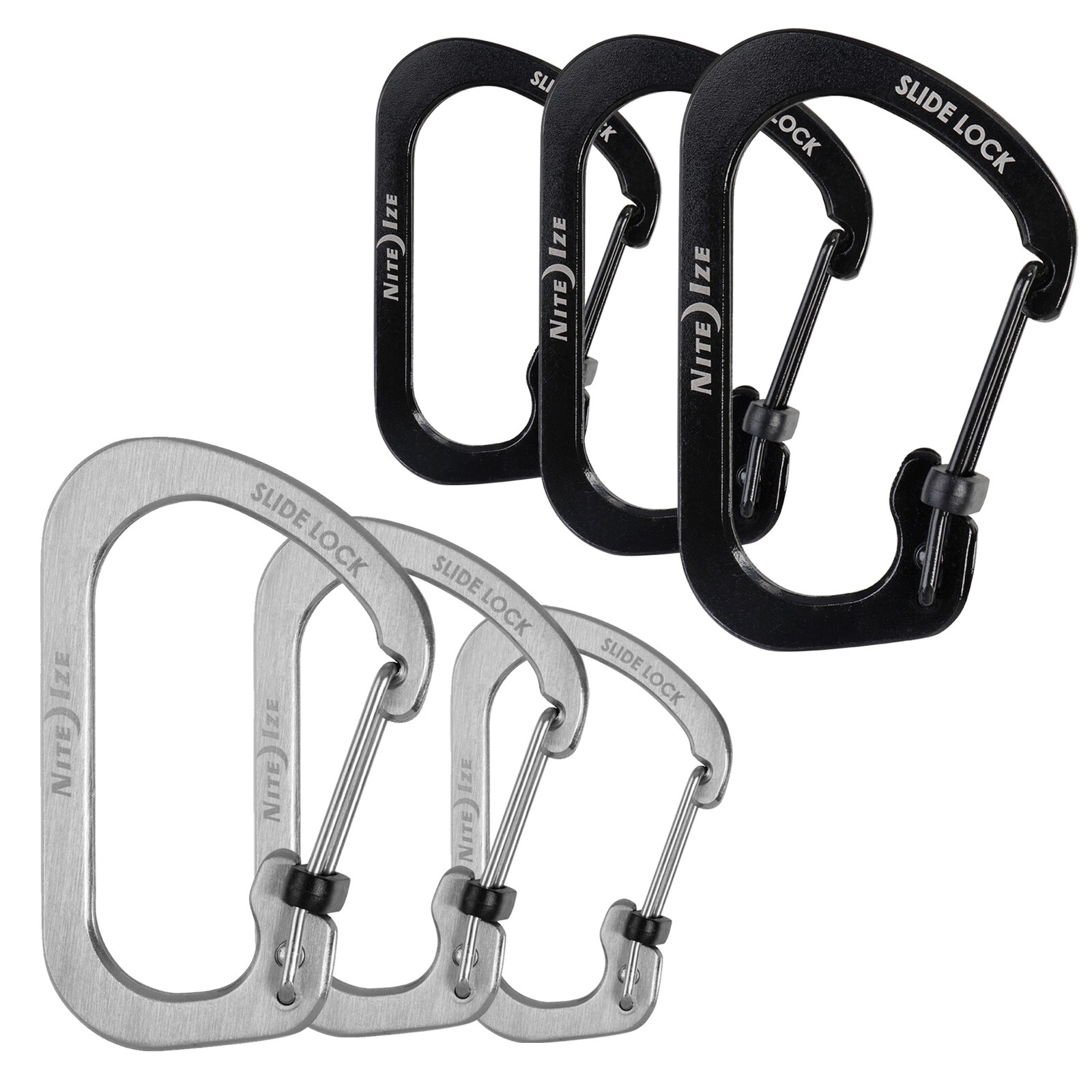 NITE IZE SlideLock Mini Karabiner Schl&uuml;sselanh&auml;nger Schnapp Haken Edelstahl Variante: Gr. 4 &ndash; Schwarz - Bild 1