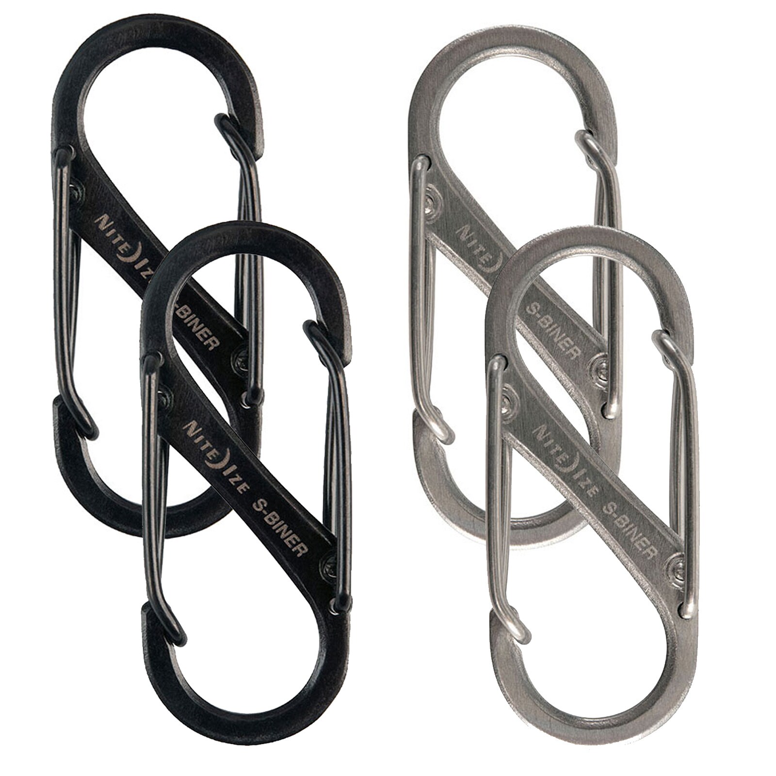 NITE IZE 2er Set SlideLock S-Biner Mini Doppel Karabiner Haken Schl&uuml;sselanh&auml;nger Farbe: schwarz - Bild 1