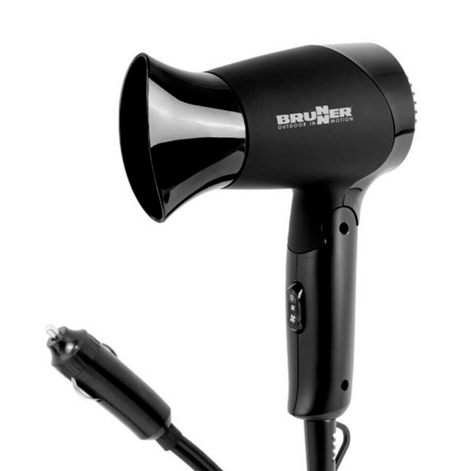 BRUNNER Reise F&ouml;hn Haartrockner Monsun 12 V Camping Outdoor Klein Klappbar 120 W - Bild 1