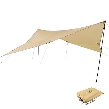 CAMPGURU Tarp Sonnen Segel Camping Vor Zelt Wind Schutz Plane Dach Baumwolle Größe: 3 x 3 m - Bild 1