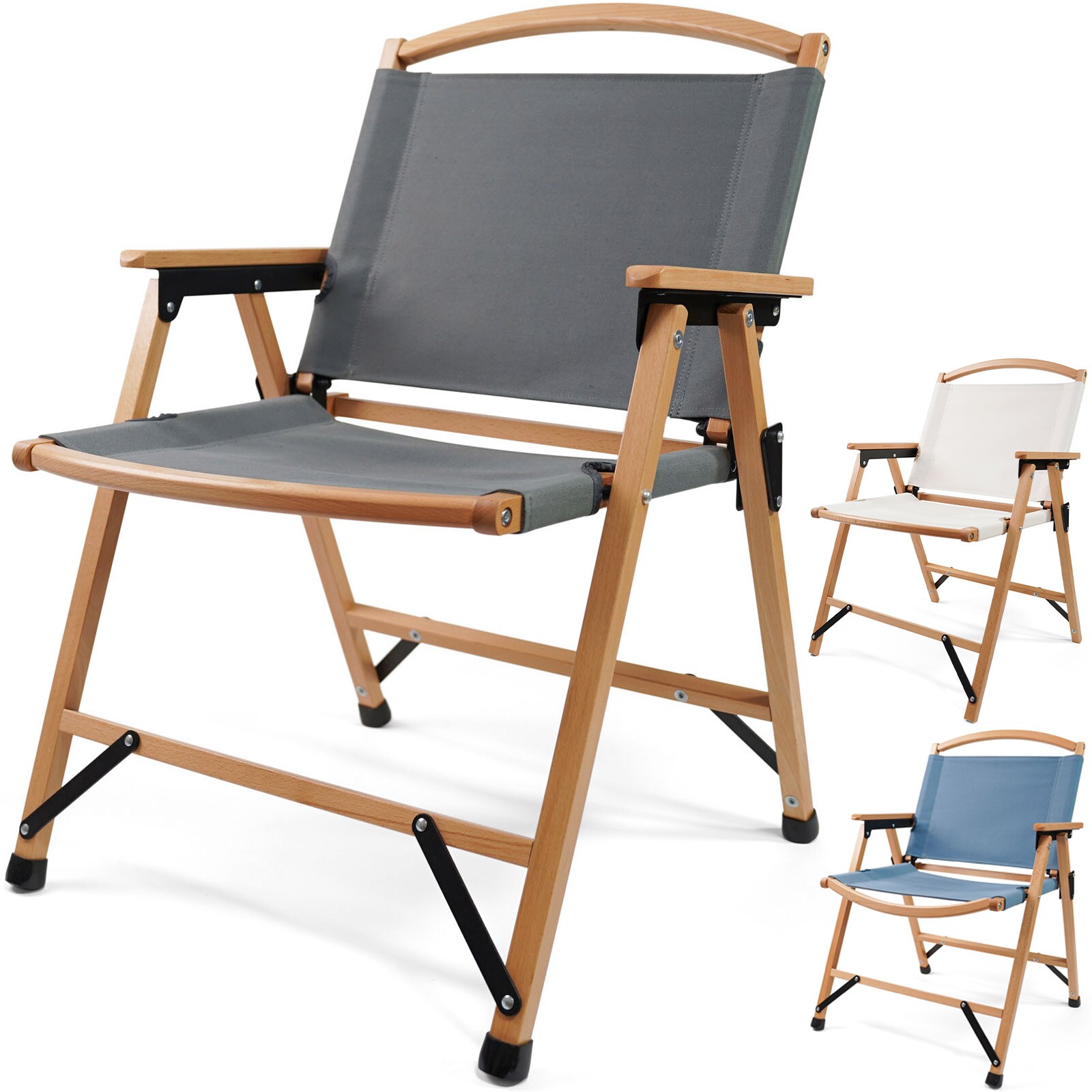 HUMAN COMFORT Klappstuhl Dolo XL Retro Campingstuhl Faltstuhl Stuhl Faltbar Holz Farbe: Wei&szlig; - Bild 1