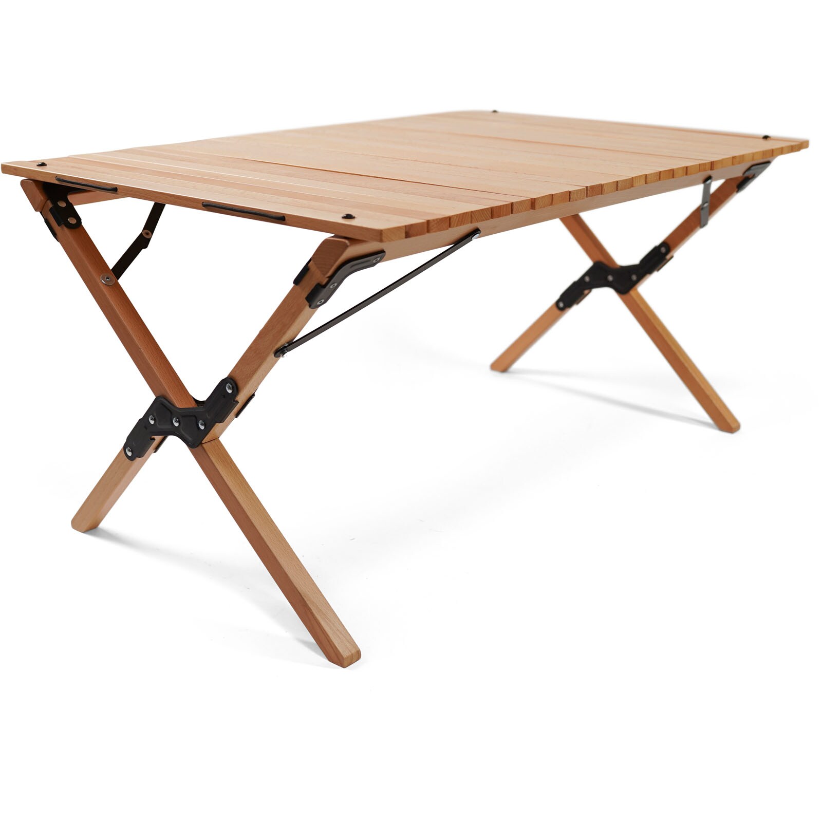 HUMAN COMFORT Campingtisch Fixin M Rolltisch Lamellen Falttisch Holz 105 x 70 cm - Bild 1