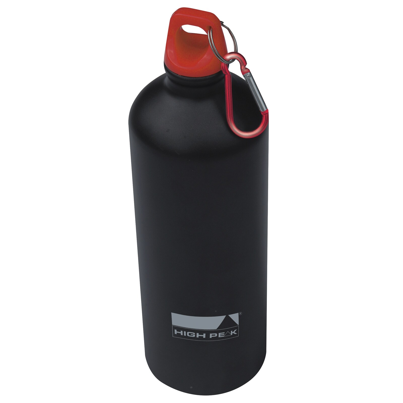 HIGH PEAK Alu Sportflasche 1 L - Trinkflasche Fahrrad Wasser Flasche Karabiner - Bild 1