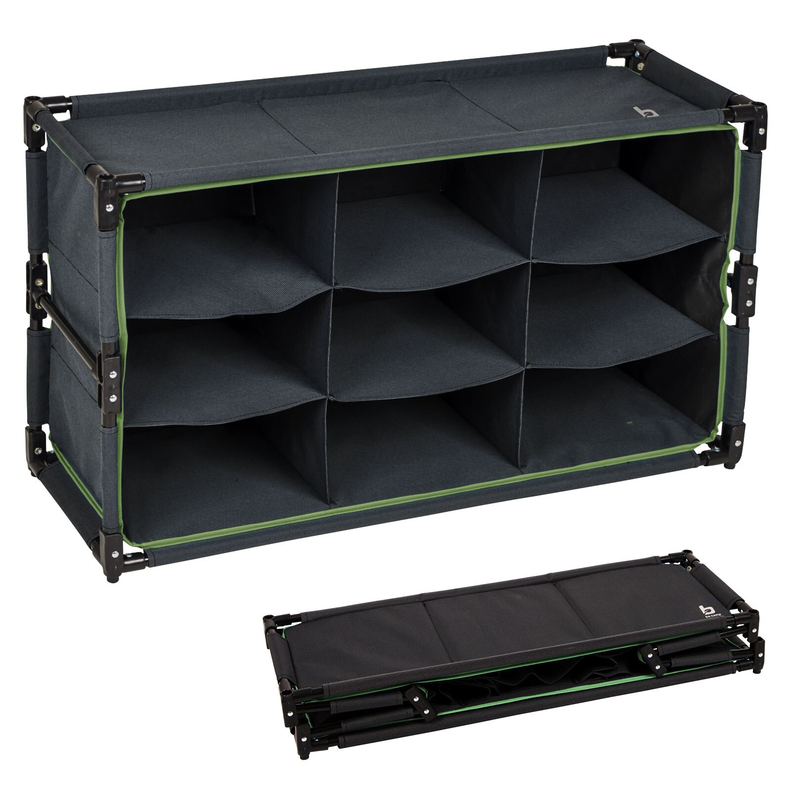 BO-CAMP Faltschrank Camping Schrank Regal Zelt Organizer Garderobe 9F&auml;cher Stahl - Bild 1