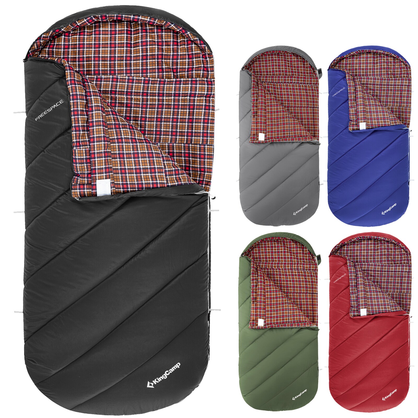 KINGCAMP Deckenschlafsack Freespace 250 Winter Schlafsack Breit Baumwolle -8&deg;C Farbe: wine red - Bild 1
