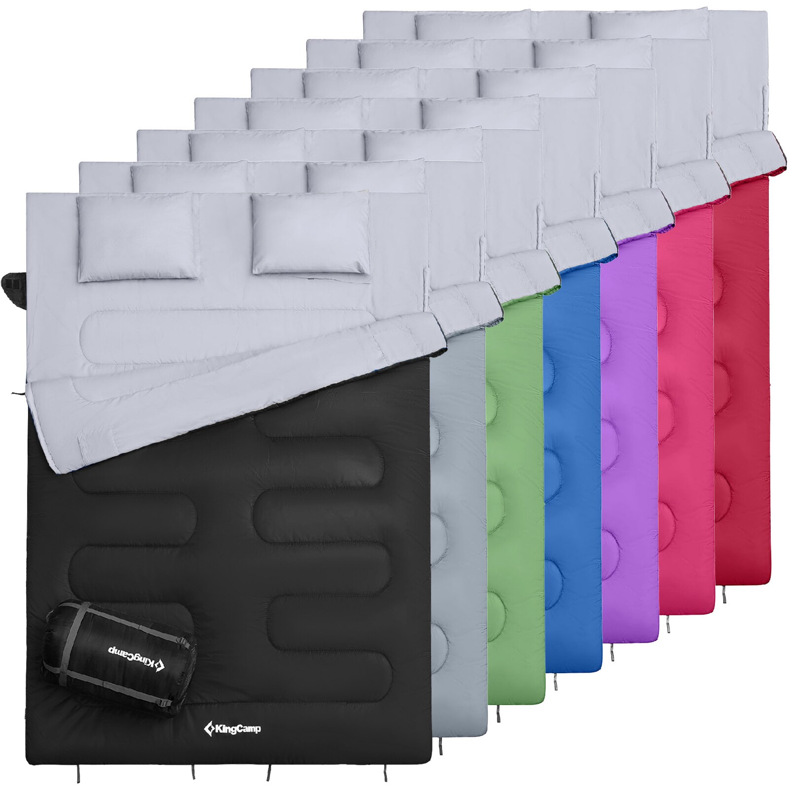 KINGCAMP Deckenschlafsack Oxygen 250 D 2 Personen Doppel Schlafsack XL Lang -3°C Farbe: Olive Green | 06936876806788