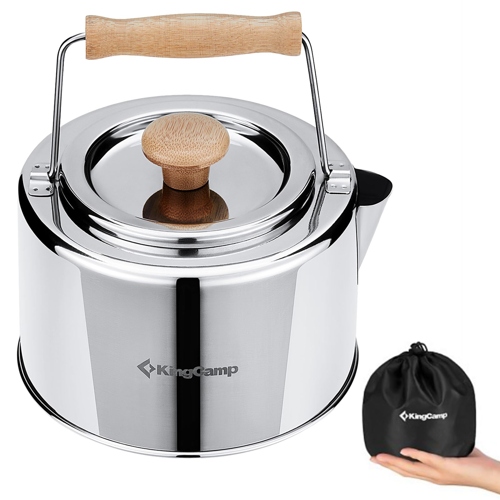 KINGCAMP Teekessel 1,2L Camping Kessel Teekanne Wasserkessel Tee Sieb Pot Stahl - Bild 1