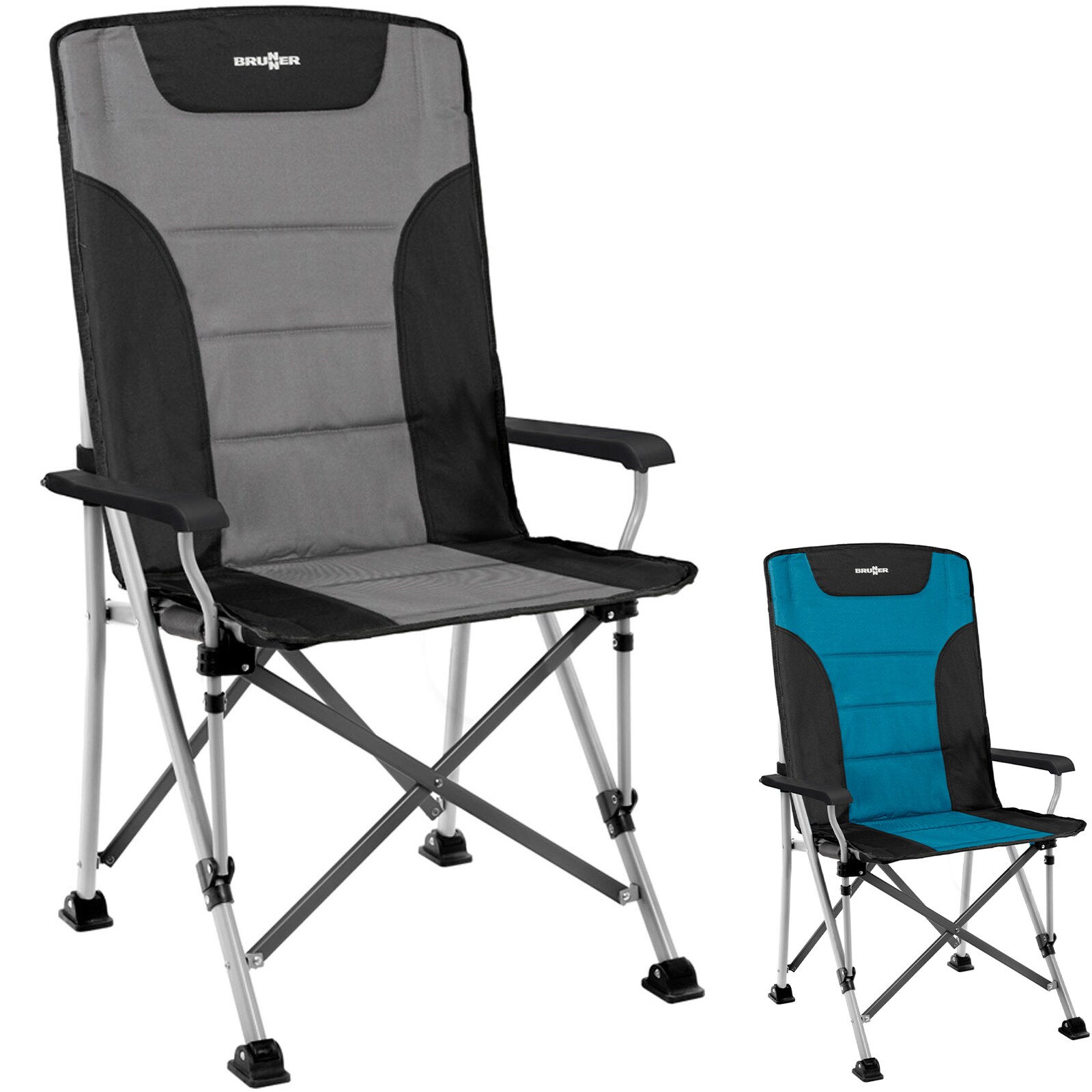 BRUNNER Campingstuhl Hochlehner Raptor High Back Klappstuhl Verstellbar 120 kg Farbe: Schwarz/Blau - Bild 1