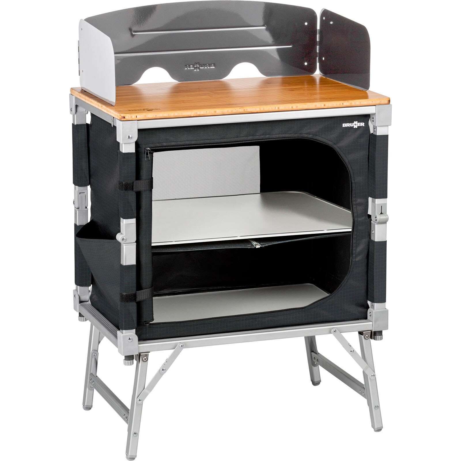 BRUNNER Camping Küche Azabache Cube Falt Schrank Grill Klapp Tisch Bambus Holz | 08022068082318