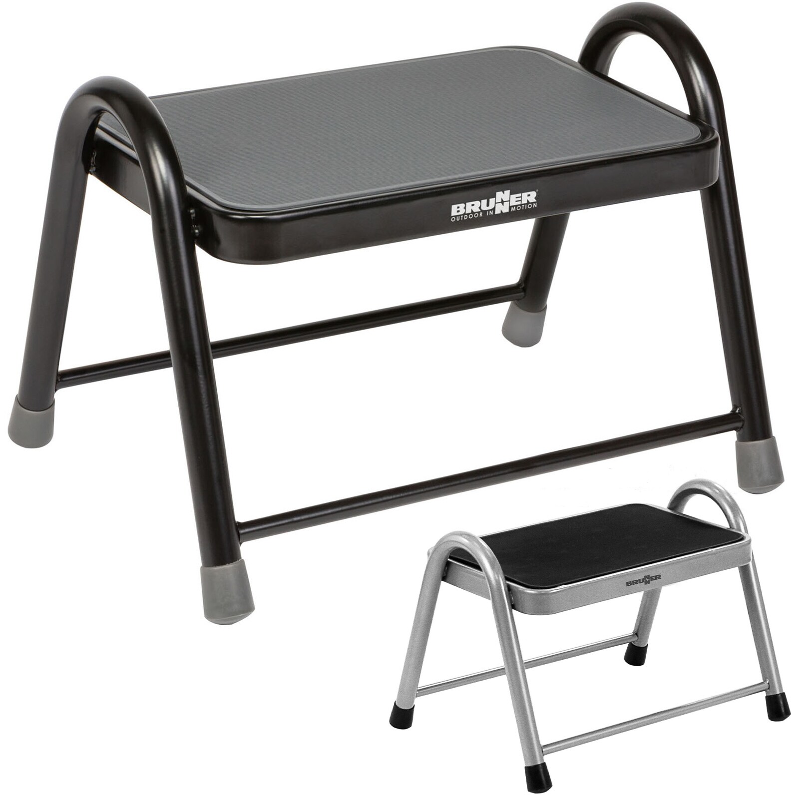 BRUNNER Trittstufe King Step Wohnmobil Leiter Tritt Hocker Camping Stahl 150 kg Farbe: schwarz | 08022068066813