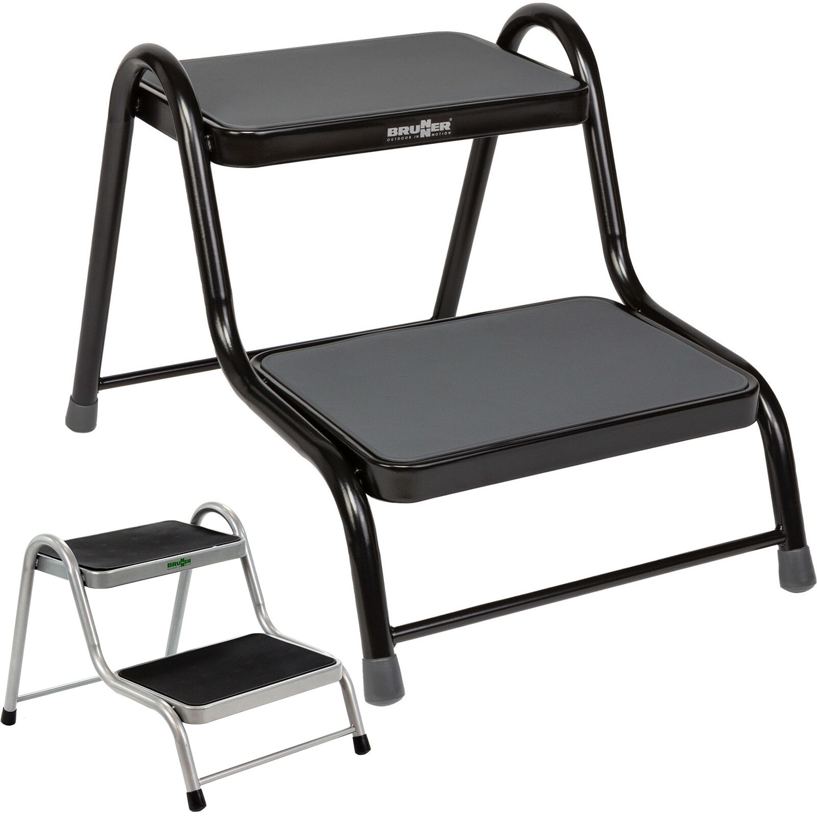 BRUNNER Doppel Trittstufe King Step Double Wohnmobil Leiter Tritt Hocker Stahl Farbe: Grau - Bild 1