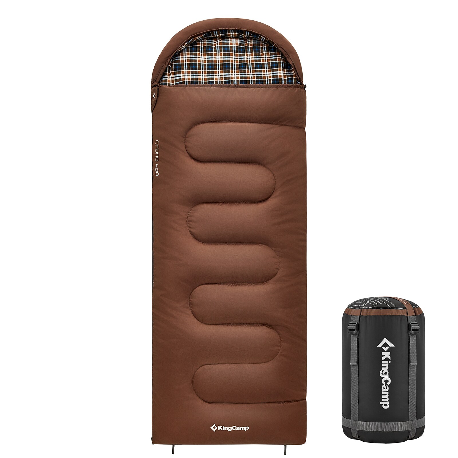 KINGCAMP Deckenschlafsack Cloud 400 Winter Schlafsack Baumwolle XL Breit -15°C Farbe: cappuccino, Variante: Zipper Rechts | 06936876820982