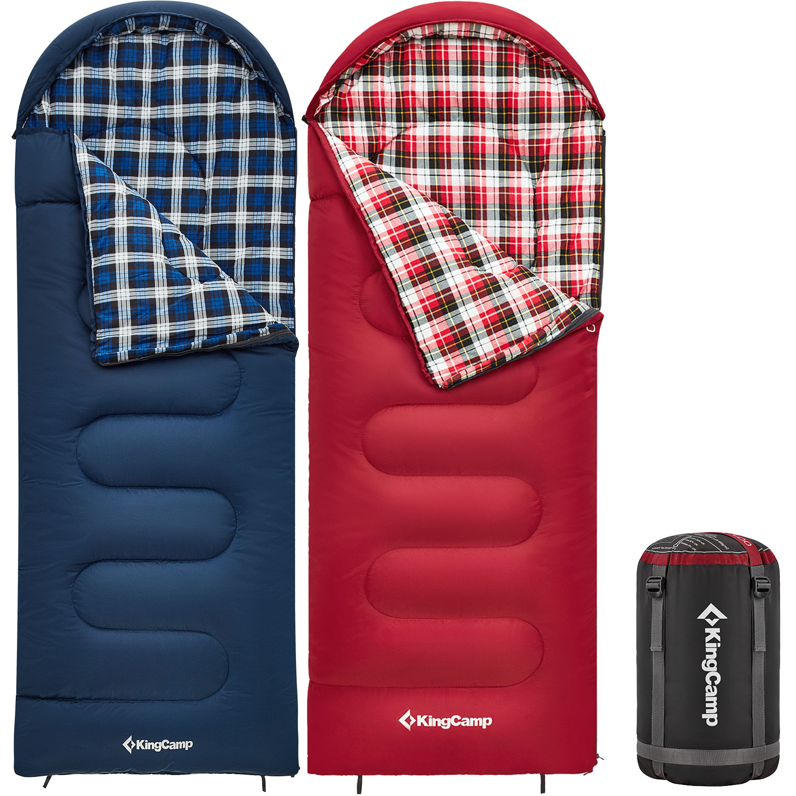 KINGCAMP Kinderschlafsack Cloud 300 Winter Decken Schlafsack XL Breit Baumwolle Farbe: red, Variante: Zipper Rechts - Bild 1