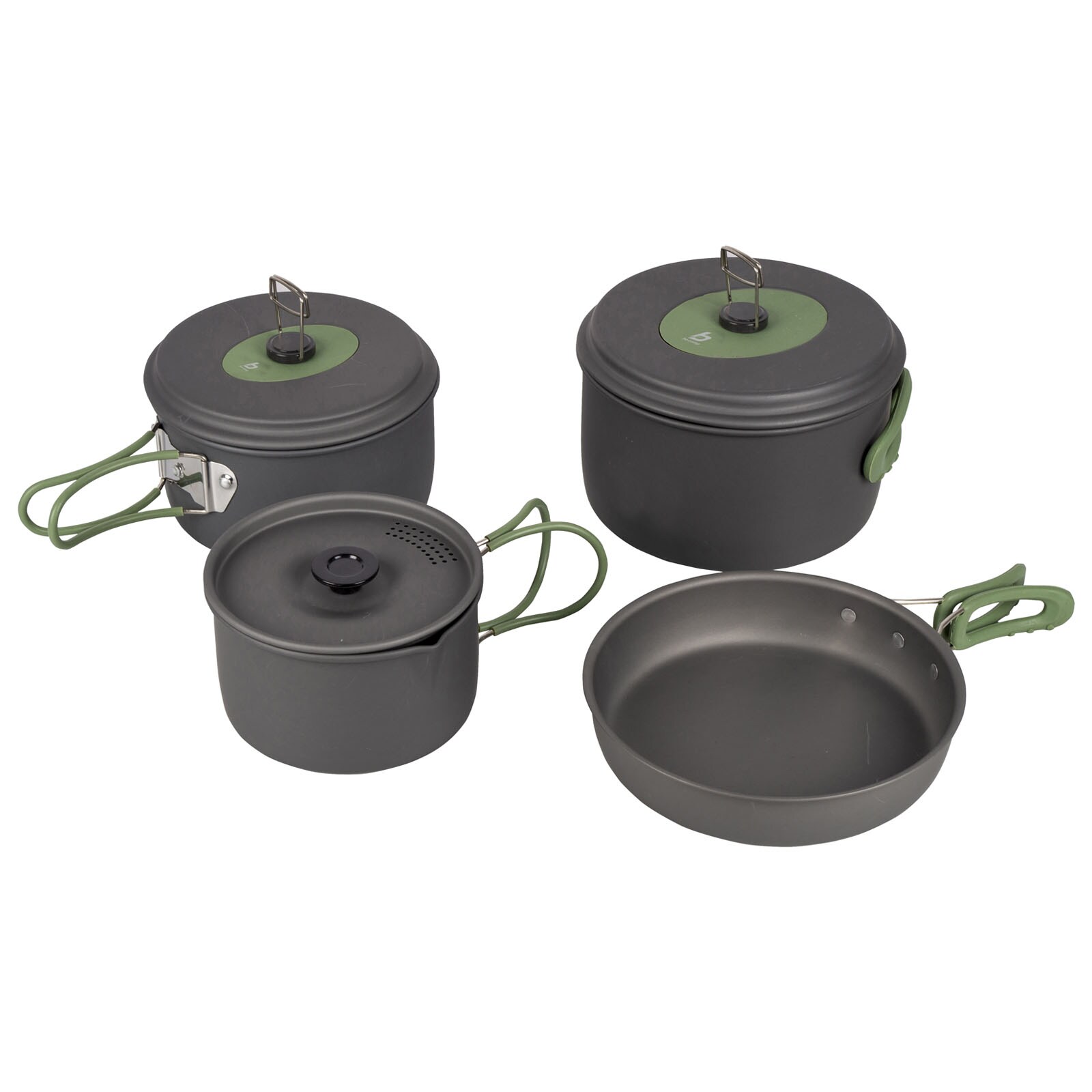 BO-CAMP Alu Kochset 4-teilig Camping Koch Geschirr Trekking Topf Outdoor Pfanne - Bild 1