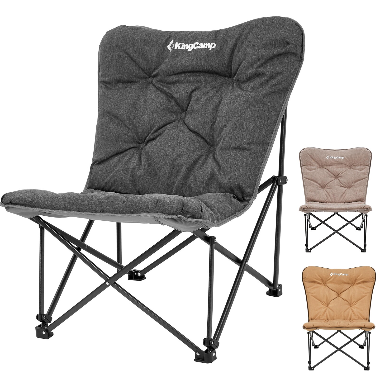 KINGCAMP Campingstuhl Lindon Relax Schmetterlingsstuhl Lounge Stuhl Stahl 136kg Farbe: cappuccino | 06936876844414