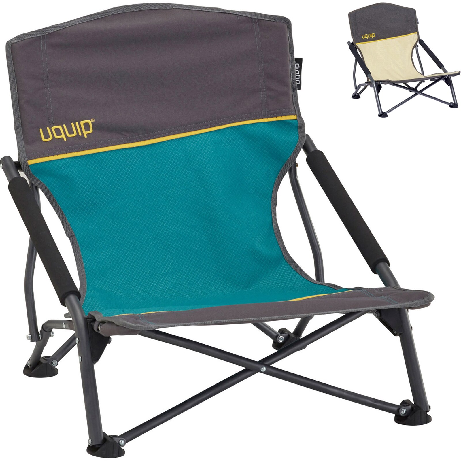 UQUIP Strandstuhl Sandy Campingstuhl Faltstuhl Klappstuhl Faltbar Niedrig 120 kg Farbe: Blue/grey - Bild 1