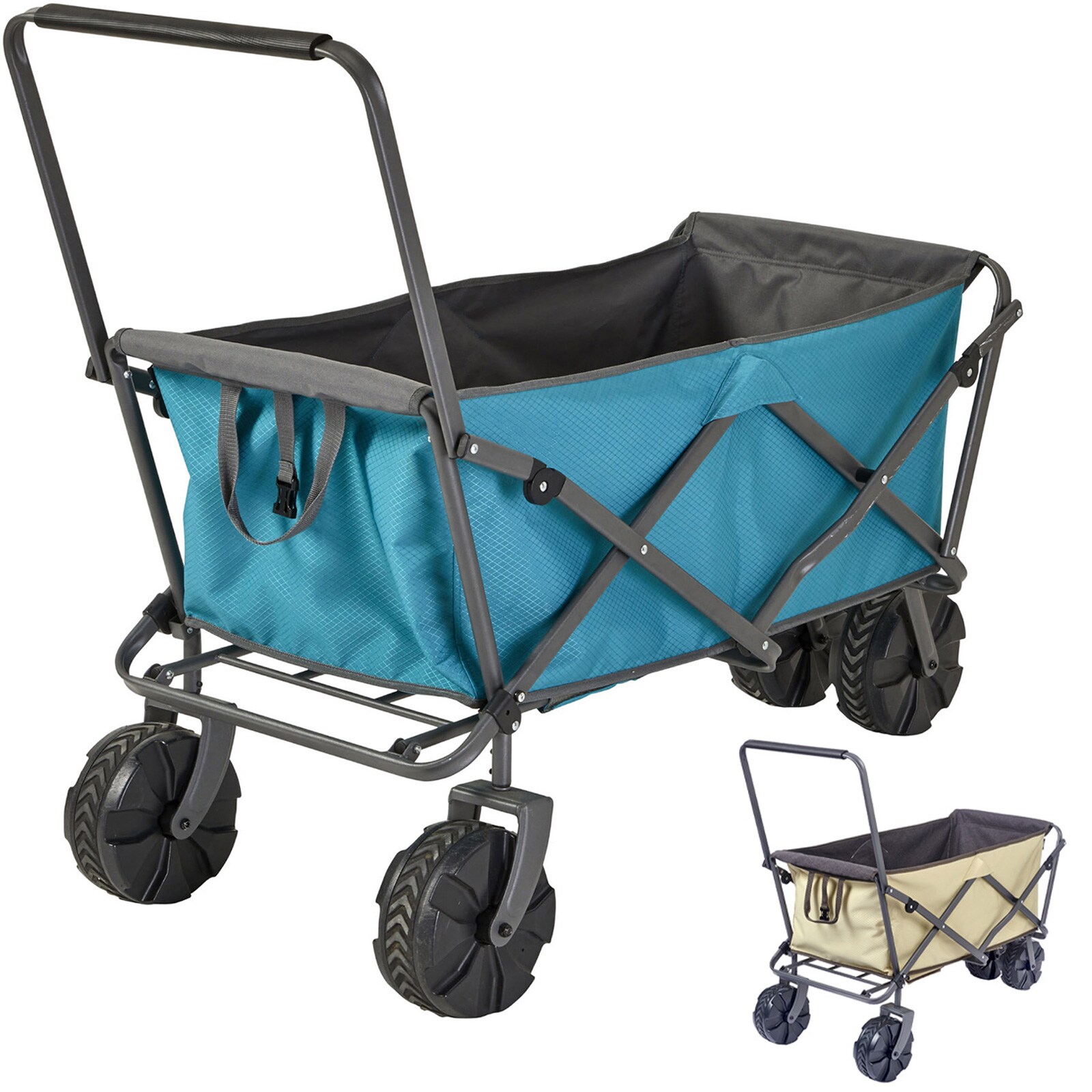 UQUIP Strand Bollerwagen Buddy Handwagen Transport Karre Garten Wagen Faltbar Farbe: Blue/grey - Bild 1
