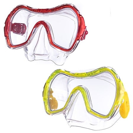 SALVAS Jugend Tauchmaske Drop Schnorchel Taucher Schwimm Brille Maske Mit Nase Farbe: gelb - Bild 1