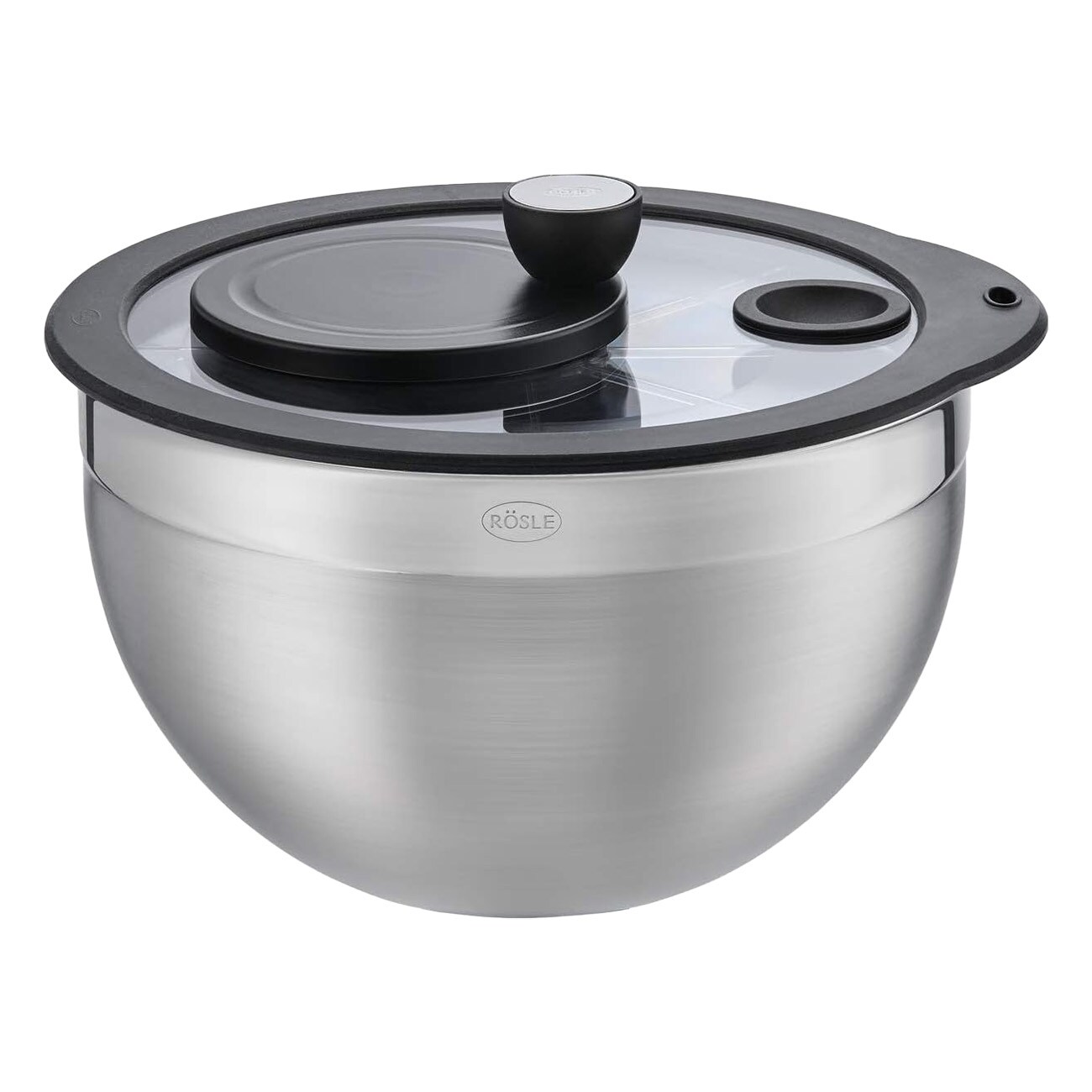 R&ouml;sle Salatschleuder mit Glasdeckel 24 cm 15695 silber Salatschleuder - Bild 1