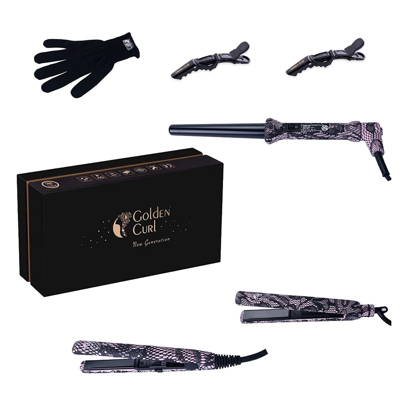 Golden Curl The Black Luxury Set (6 tlg.) schwarz Lockenstab - Bild 1