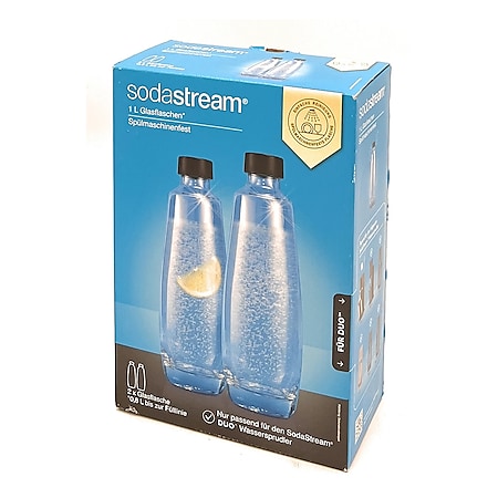 SodaStream 2 Glas-Flaschen 1L Twinpack schwarz Wassersprudler Flasche  online kaufen bei Netto