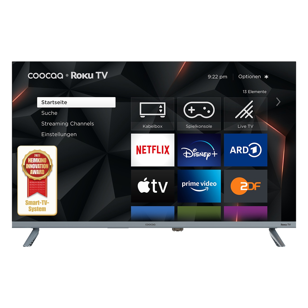 Coocaa 40R3G, Roku HD Smart TV, 40 Zoll, 100 cm, Fernseher mit WLAN schwarz LCD TV - Bild 1