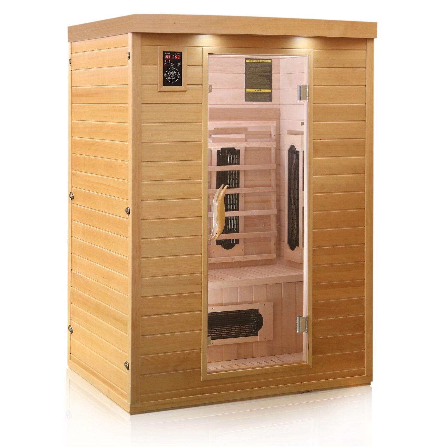Dewello® Infrarotkabine LAVAL PLUS 135x105 cm 7 Keramikstrahler, Bodenstrahler, Radio, LED-Farblicht Infrarotsauna