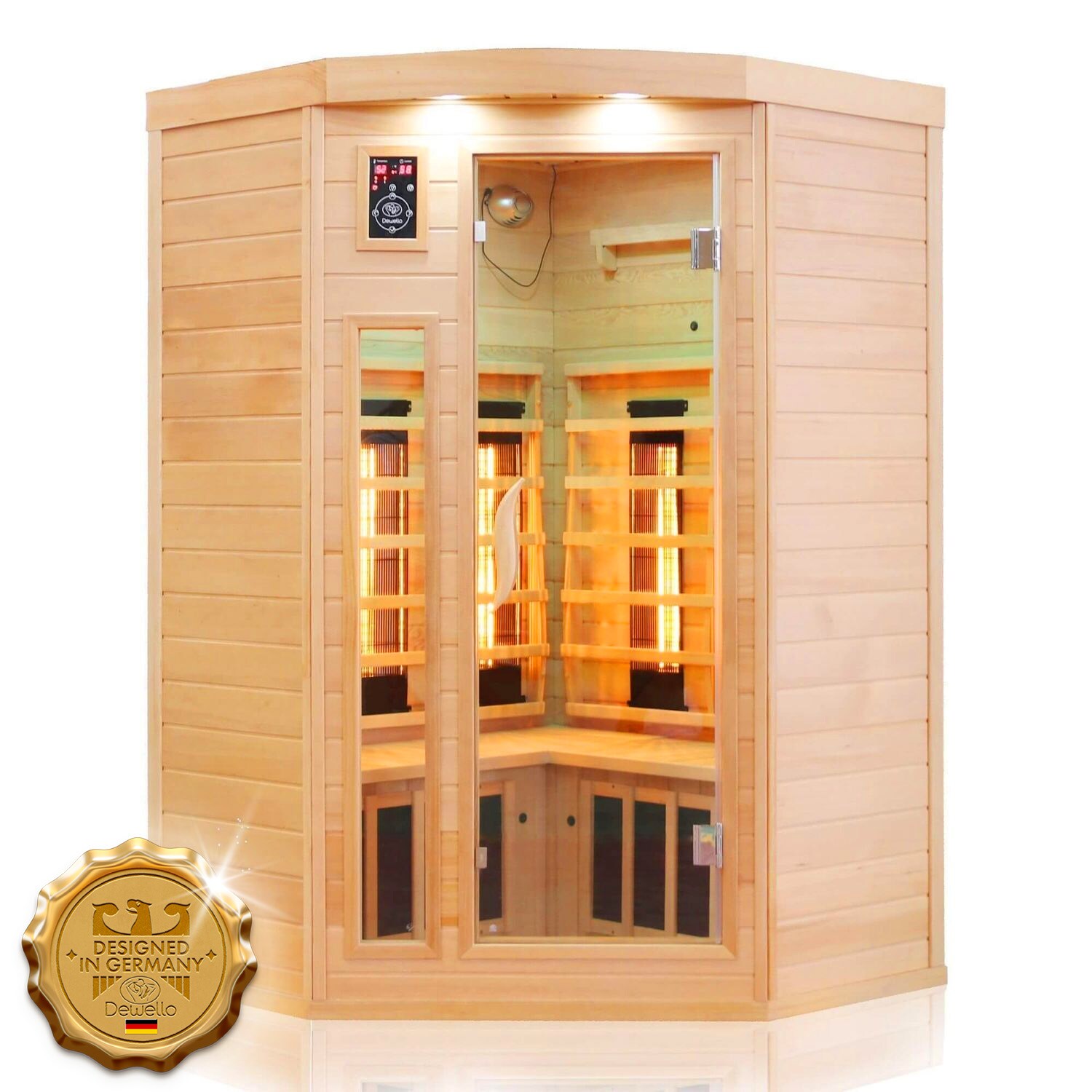 Dewello&reg; Infrarotkabine Infrarotsauna LAKEFIELD 120cm x 120cm inkl. 5 Vollspektrumstrahler, 5 Karbonstrahler, 2 Personen - Bild 1