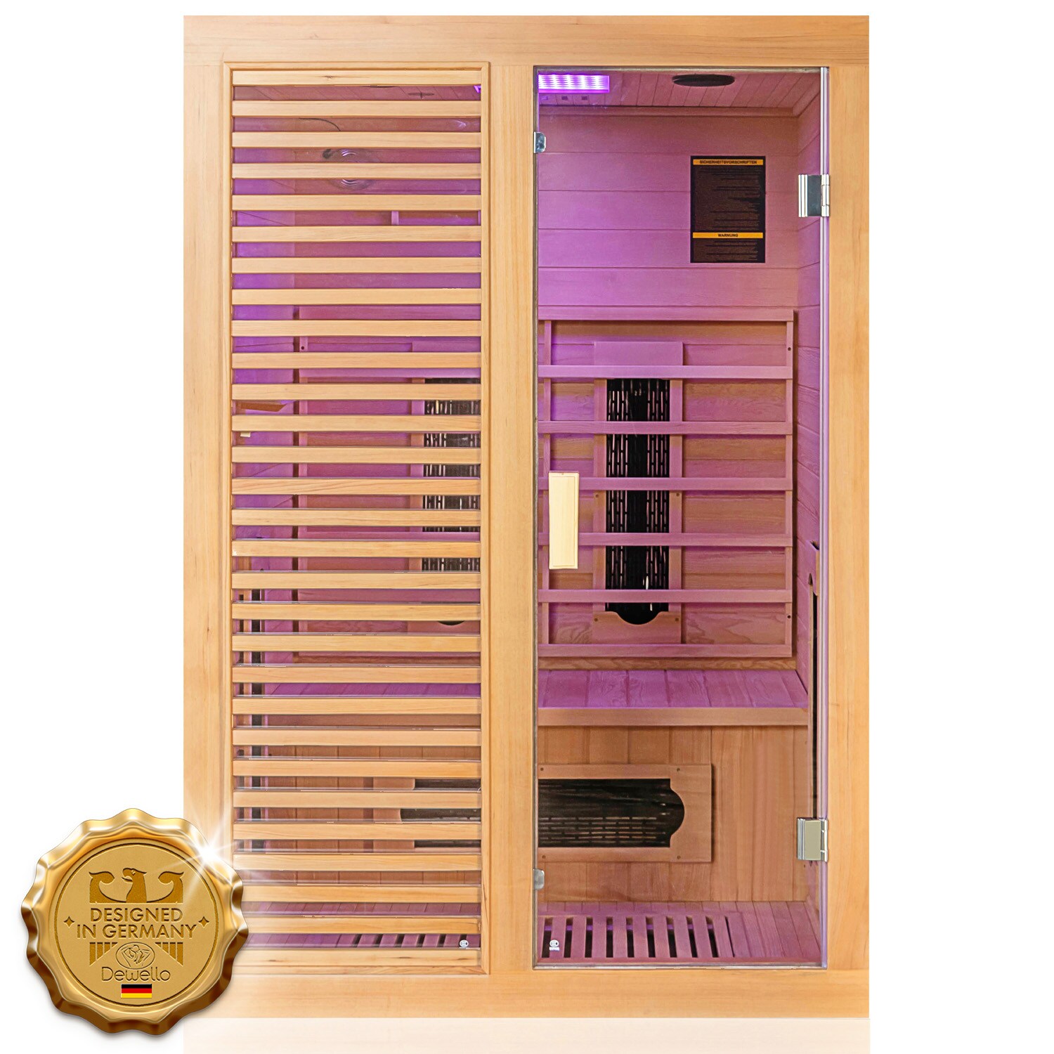 Dewello&reg; Infrarotkabine Infrarotsauna HAMLIN 130cm x 105cm inkl. 5 Keramikstrahler, Karbon Bodenstrahler, Farblicht - Bild 1