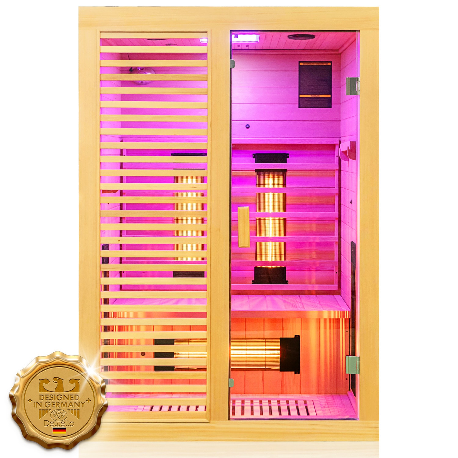 Dewello&reg; Infrarotkabine Infrarotsauna HAMLIN 130cm x 105cm inkl. 5 Vollspektrumstrahler, Bodenstrahler, 2 Personen, LED - Bild 1