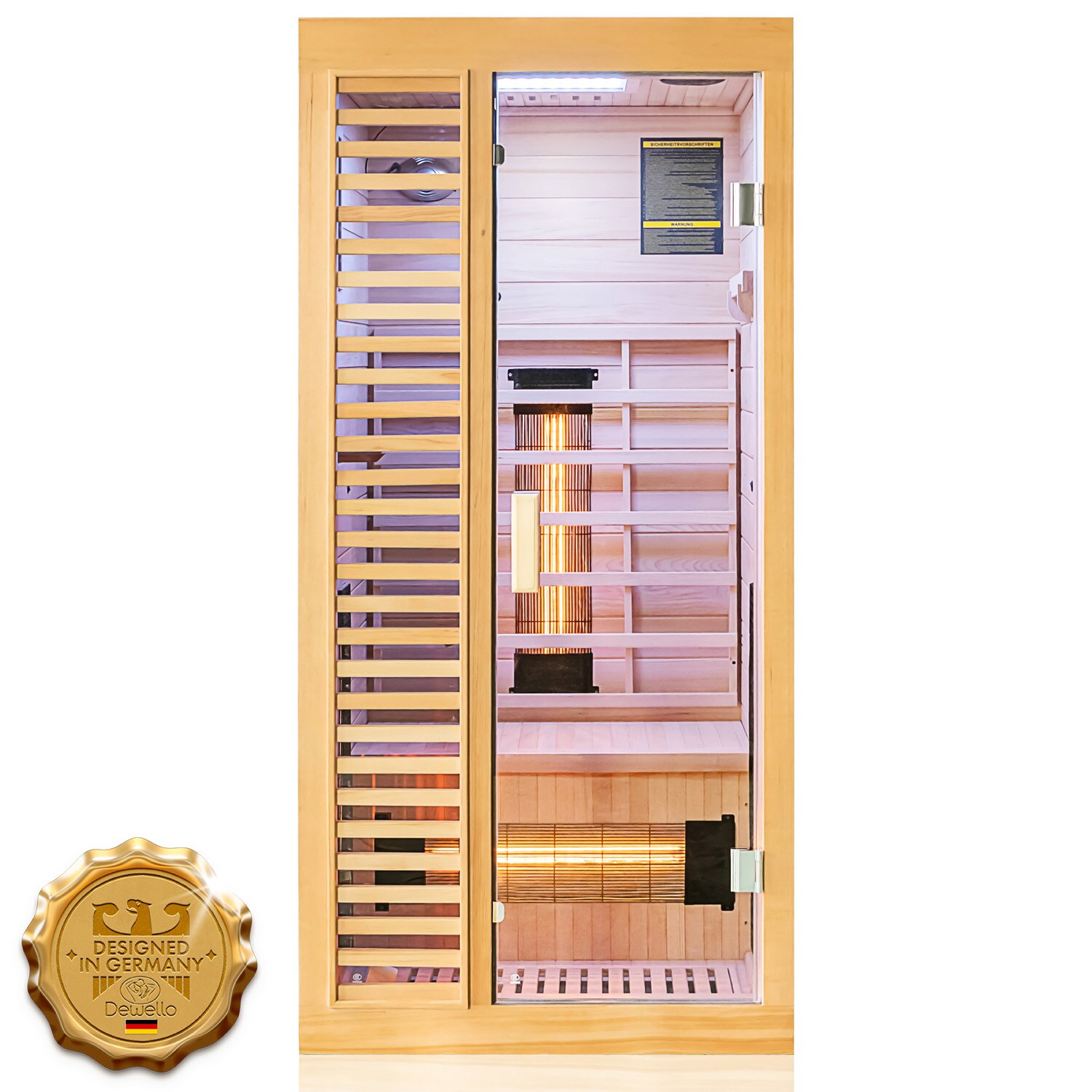 Dewello&reg; Infrarotkabine Infrarotsauna HAMLIN 90cm x 90cm inkl. 4 Vollspektrumstrahler, Bodenstrahler, 1 Person, LED - Bild 1