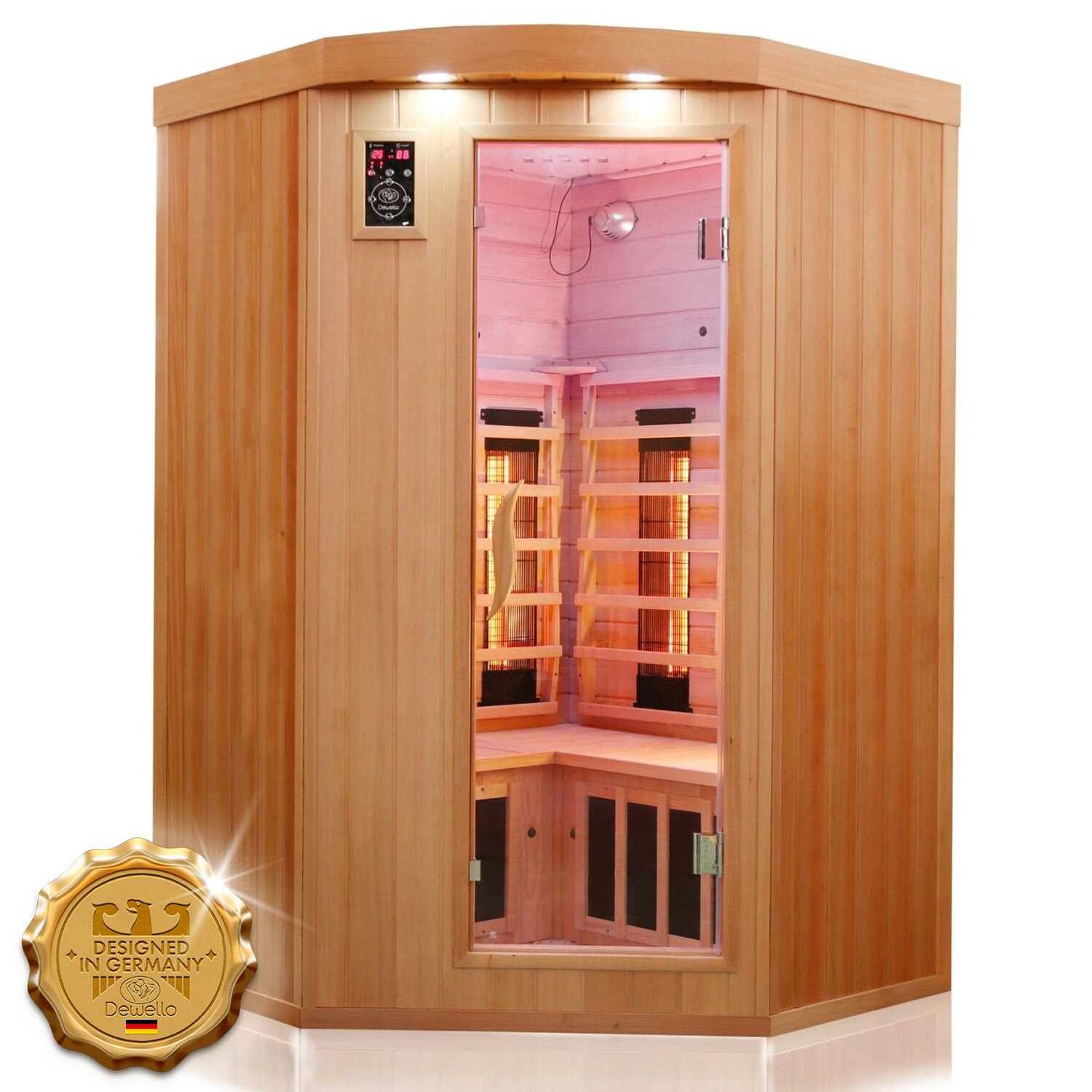 Dewello&reg; Infrarotkabine Infrarotsauna LAKEFIELD 2 120cm x 120cm inkl. 5 Vollspektrumstrahler, 5 Karbonstrahler, LED - Bild 1