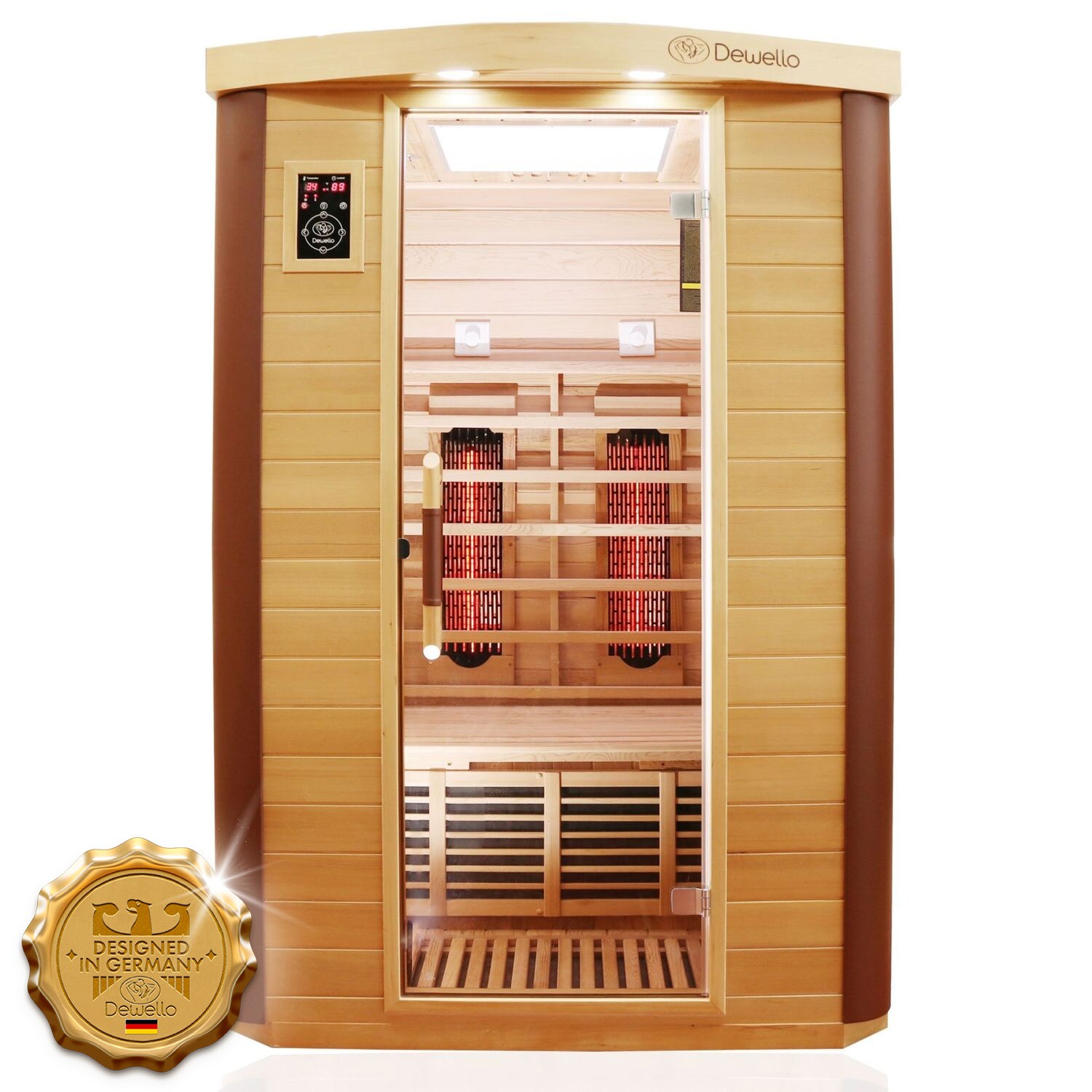 Dewello® Infrarotkabine Infrarotsauna TORONTO 127cm x 106cm inkl. 4 Vollspektrumstrahler, 4 Karbonstrahler, 4 Personen | 04251575100343