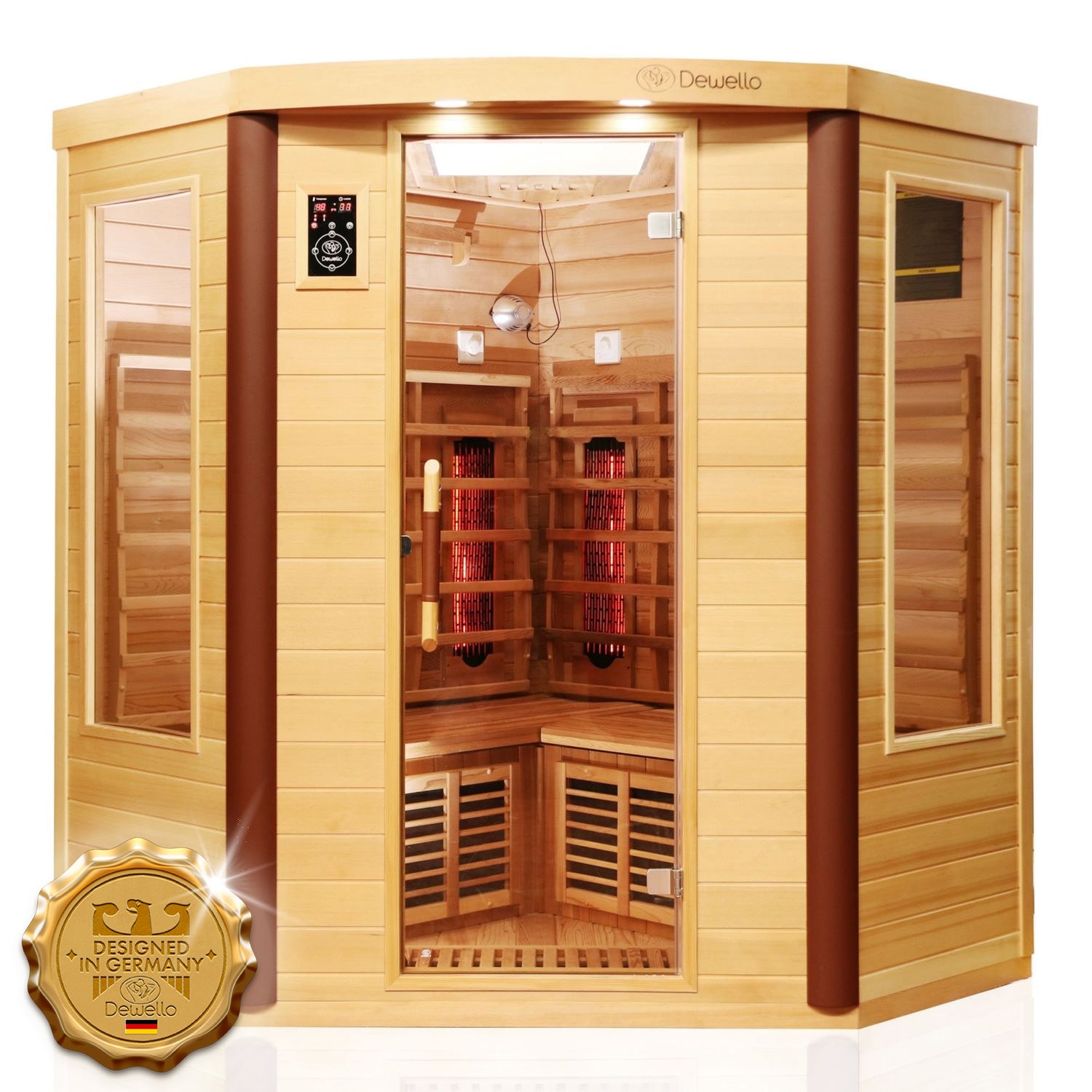 Dewello&reg; Infrarotkabine Infrarotsauna TORONTO 152cm x 152cm inkl. 6 Vollspektrumstrahler, 3 Karbonstrahler, Farblicht - Bild 1